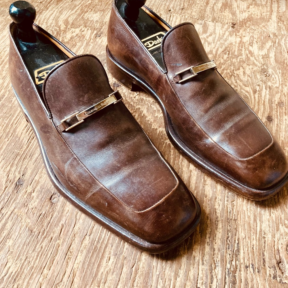 Ermenegildo Zegna Dark Brown Leather Slip-Ons